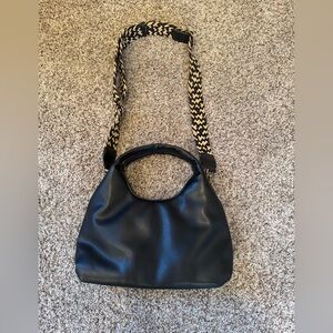 a new day Black Shoulder Bag with Patterned Strap